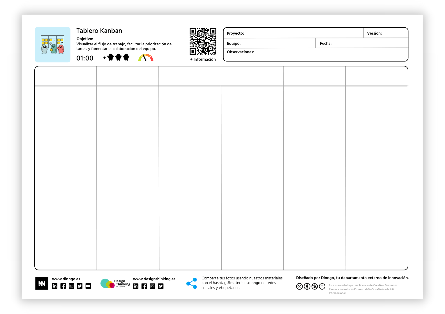 Tablero Kanban 5 Plantilla moodboard sin rellenar